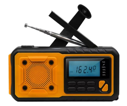 Radio i budzik NO NAME Radio awaryjne AM/FM IPX3 z dynamem, latarką, powerbankiem i